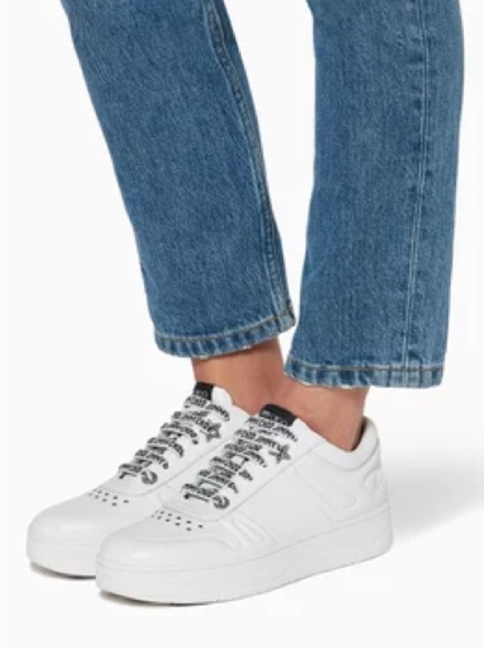 Jimmy Choo Hawaii F White Leather Sneakers with Black Accents